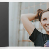 Invitation Trois Volets Orange Moderne Bloc 5-Photo Graduation (Intérieur au milieu)