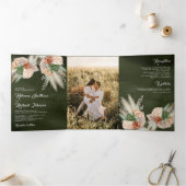 Invitation Trois Volets Palme d'ivoire Terme Pampas Sage Mariage vert (Intérieur)