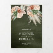 Invitation Trois Volets Palme d'ivoire Terme Pampas Sage Mariage vert (Page de couverture)