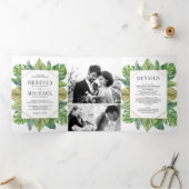 Invitation Trois Volets Palme tropicale moderne Feuilles Photo Collage Mar (Intérieur)