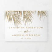 Invitation Trois Volets Palmier d'or chic moderne mariage élégant (Page de couverture)