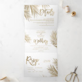 Invitation Trois Volets Palmier d'or chic moderne mariage élégant (Intérieur)