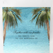 Invitation Trois Volets Palmiers tropicaux Plage moderne QR Code Mariage (Intérieur en premier)