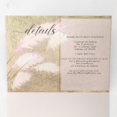 Invitation Trois Volets Pampas Rose en or (Intérieur en premier)