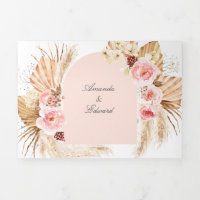 Pampas rose pâle Grass moderne Boho 3 en 1 Tri-Fol