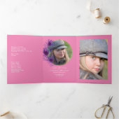 Invitation Trois Volets Paon Quinceañera rose et or (Intérieur)