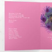 Invitation Trois Volets Paon Quinceañera rose et or (Intérieur en premier)