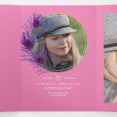 Invitation Trois Volets Paon Quinceañera rose et or (Intérieur au milieu)