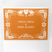 Invitation Trois Volets Pape picado multicolore inséparables mariage (Intérieur en premier)