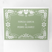 Invitation Trois Volets Pape vert Sage picado inséparables mariage (Intérieur en premier)