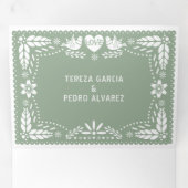 Invitation Trois Volets Pape vert Sage picado inséparables mariage (Intérieur en premier)