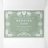 Invitation Trois Volets Pape vert Sage picado inséparables mariage (Intérieur au milieu)