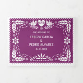 Invitation Trois Volets Pape violet picado inséparables mariage (Page de couverture)