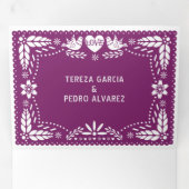 Invitation Trois Volets Pape violet picado inséparables mariage (Intérieur en premier)