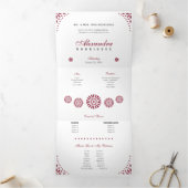 Invitation Trois Volets Papel Bourgogne Picado Mis Quince Años (Intérieur)