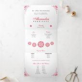 Invitation Trois Volets Papier rouge Picado Mis Quince Años (Intérieur)