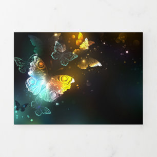 Invitation Trois Volets Papillon lumineux et papillons de nuit