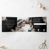 Invitation Trois Volets Papillon noir parties scintillant rose do-it-yours (Intérieur)