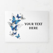 Invitation Trois Volets Papillons volants bleus Morpho (Page de couverture)