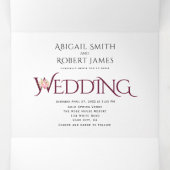 Invitation Trois Volets Paraphe bourguignonne et mariage de roses rose esp (Intérieur au milieu)