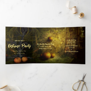 Invitation Trois Volets Parti d'Halloween Citrouille abandonné
