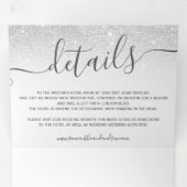 Invitation Trois Volets Parties scintillant argent ombre blanc script chic (Intérieur en premier)