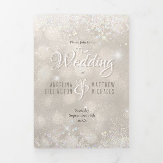 Invitation Trois Volets Parties scintillant Champagne Photo tout en un Mar (Page de couverture)