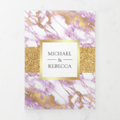 Invitation Trois Volets Parties scintillant d'or Pastel Lavender Marble Ma (Page de couverture)