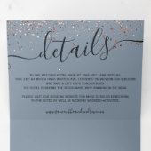 Invitation Trois Volets parties scintillant d'or rose confetti bleu chic m (Intérieur en premier)
