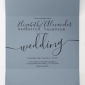 Invitation Trois Volets parties scintillant d'or rose confetti bleu chic m (Intérieur au milieu)