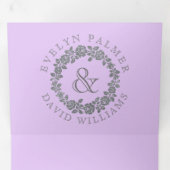 Invitation Trois Volets Parties scintillant en argent rose mariage lavande (Intérieur en premier)