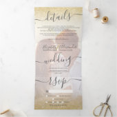 Invitation Trois Volets Parties scintillant or chic ombre blanc script pho (Intérieur)