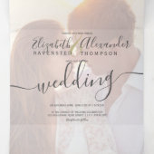 Invitation Trois Volets Parties scintillant or chic ombre blanc script pho (Intérieur au milieu)