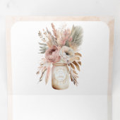 Invitation Trois Volets Pastel Boho Floral Mason Jar QR Code Mariage (Intérieur en premier)