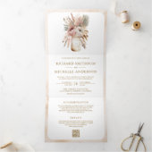 Invitation Trois Volets Pastel Boho Floral Mason Jar QR Code Mariage (Intérieur)