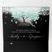 Invitation Trois Volets Pastel Mint Green sur Black Heart Leaf Mariage (Intérieur en premier)