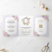 Invitation Trois Volets Pastel rose violet Floral tout en un Mariage de cr (Intérieur)