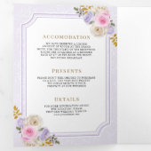 Invitation Trois Volets Pastel rose violet Floral tout en un Mariage de cr (Intérieur en premier)