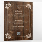 Invitation Trois Volets Pays Ouest Rustique Bois Formel Tripli Mariage (Intérieur en premier)