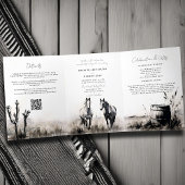 Invitation Trois Volets Pays Western Cowboy Art Sketch All One Mariage