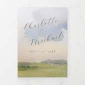 Invitation Trois Volets paysage aquarelle mariage (Page de couverture)