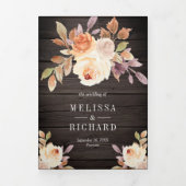 Invitation Trois Volets Pêche Dusty Floral Citrouille Grange Mariage en bo (Page de couverture)