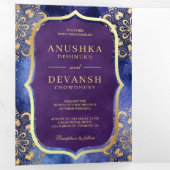 Invitation Trois Volets Periwinkle Galaxy Mandala QR Code Mariage indien (Intérieur en premier)