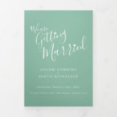 Invitation Trois Volets Petit coeur blanc vert Sage mariage tout-en-un (Page de couverture)