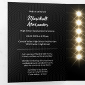 Invitation Trois Volets Photo de graduation géométrique noire (Intérieur en premier)