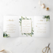 Invitation Trois Volets Photo Mariage Botanical Gold Greenery (Intérieur)
