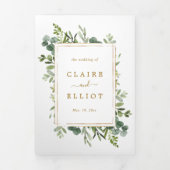 Invitation Trois Volets Photo Mariage Botanical Gold Greenery (Page de couverture)