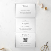 Invitation Trois Volets Photo Mariage chic avec RSVP QR Code et détails (Intérieur)