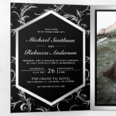 Invitation Trois Volets Photo Mariage de l'araignée et noire (Intérieur en premier)