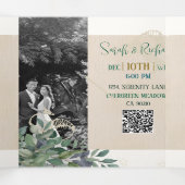 Invitation Trois Volets Photo Mariage florale Blush sur mesure (Intérieur au milieu)